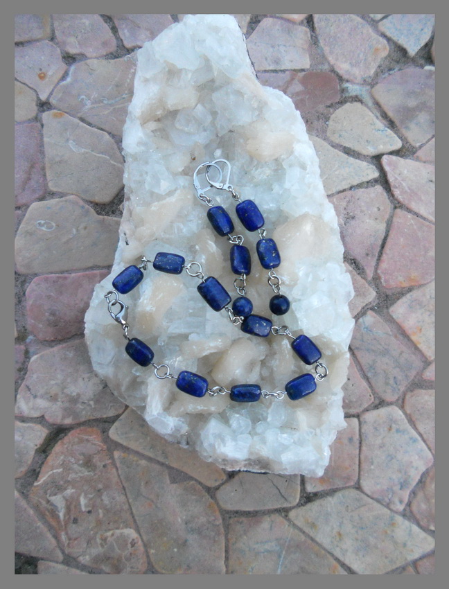 Lapis lazuli-náušnice a náramek