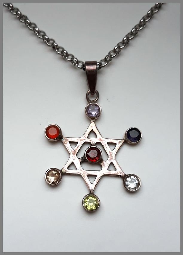 Čakrový pentagram na ocelovém řetízku